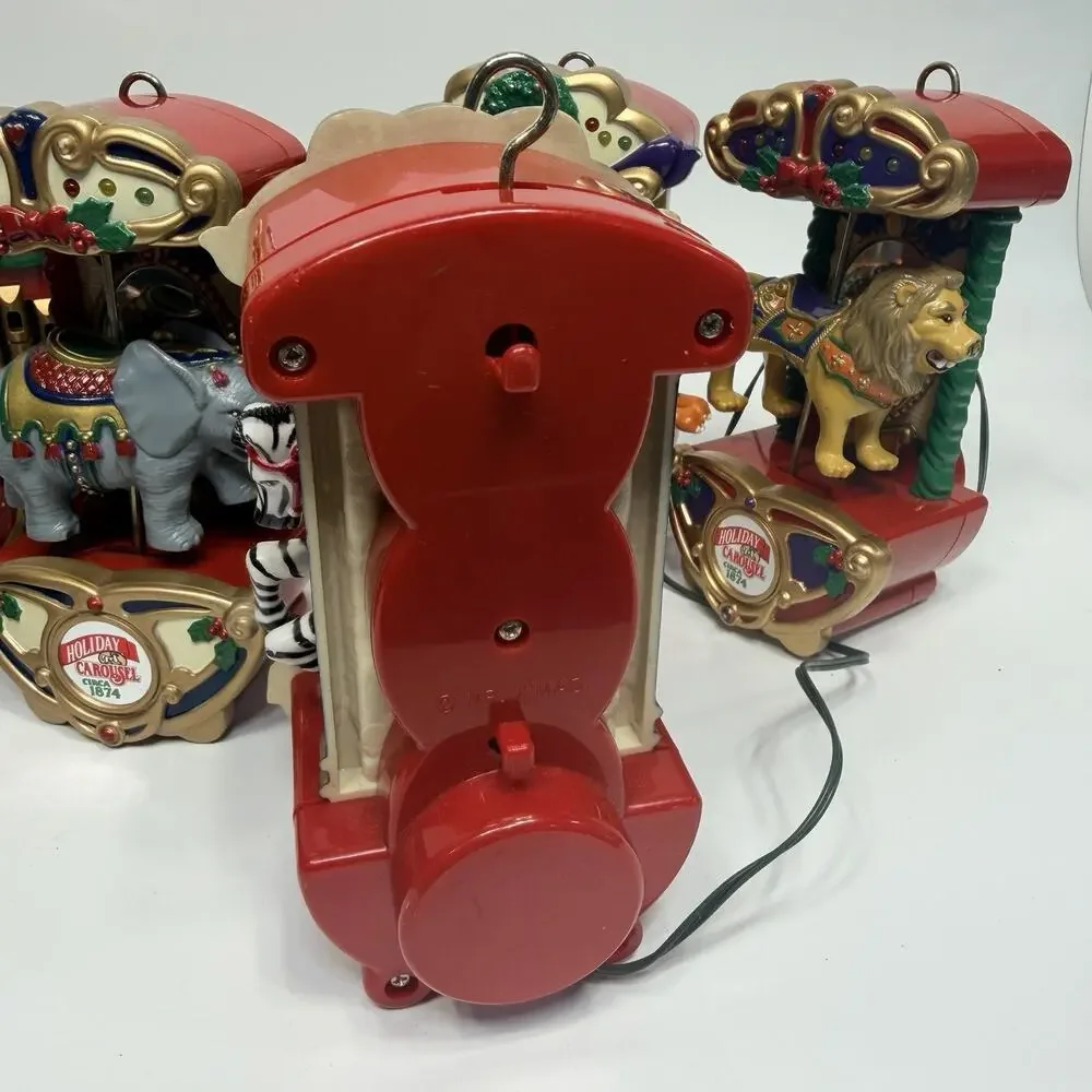 Vintage Mr. Christmas Holiday Carousel Musical & Lights Circus Animals Tested